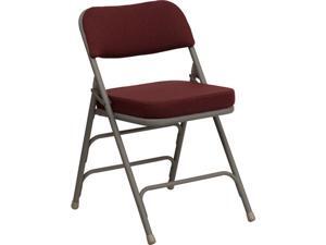 Flash Furniture HA-MC320AF-BG-GG HERCULES Series Premium Curved Triple Braced and Quad Hinged Fabric Upholstered Metal Folding Chair - Burgundy Flash Furniture HA-MC320AF-BG-GG HERCULES Series Premium Curved Triple Braced and Quad Hinged Fabric Upholstered Metal Folding Chair - Burgundy