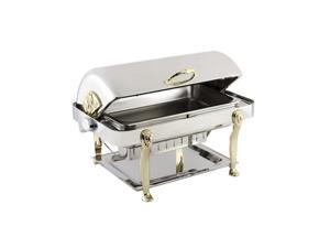 Bon Chef 18040 2 gal Stainless Steel Rectangular Chafer with Brass Lion Leg Bon Chef 18040 2 gal Stainless Steel Rectangular Chafer with Brass Lion Leg