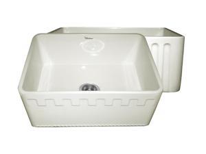 Whitehaus Sink W/ Athinahaus F.Apron 1 Side, Fluted F.Apron Opp Side WHFLATN2418-Biscuit Whitehaus Sink W/ Athinahaus F.Apron 1 Side, Fluted F.Apron Opp Side WHFLATN2418-Biscuit