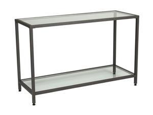 Offex Camber Collection Rectangle Clear Glass Console Table - Pewter Offex Camber Collection Rectangle Clear Glass Console Table - Pewter