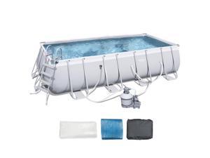 Bestway 18 x 9 Foot Rectangular Frame Above Ground Pool Set with Ladder & Pump Bestway 18 x 9 Foot Rectangular Frame Above Ground Pool Set with Ladder & Pump