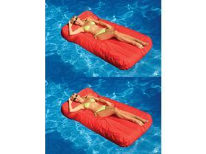 2 Swimline Solstice 15030R SunSoft Swimming Pool Inflatable Fabric Loungers Red 2 Swimline Solstice 15030R SunSoft Swimming Pool Inflatable Fabric Loungers Red