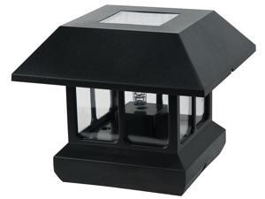 Northern International Black Plastic Solar Post Light With White LED Light & Cle Northern International Black Plastic Solar Post Light With White LED Light & Cle