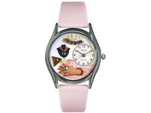 Jewelry Lover Pink Pink Leather And Silvertone Watch #S0910013 Jewelry Lover Pink Pink Leather And Silvertone Watch #S0910013