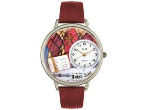John 3:16 Burgundy Leather And Silvertone Watch #U0710002 John 3:16 Burgundy Leather And Silvertone Watch #U0710002