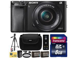 Sony Alpha a6000 24.3 MP Interchangeable Mirrorless Lens Camera with 16-50mm Power Zoom Lens with 8GB Memory Card + 2x NP-FW50 Battery + Charger + Tripod + UV Filter + Carrying Case + Wireless Remote Sony Alpha a6000 24.3 MP Interchangeable Mirrorless Lens Camera with 16-50mm Power Zoom Lens with 8GB Memory Card + 2x NP-FW50 Battery + Charger + Tripod + UV Filter + Carrying Case + Wireless Remote