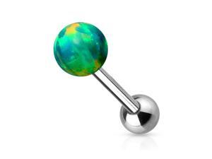 Tongue Ring Opal Ball 14GA Internally Threaded Surgical Steel Barbell Tongue Ring Opal Ball 14GA Internally Threaded Surgical Steel Barbell