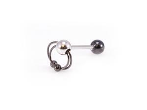 Tongue Ring Barbell Slave Door Knocker Open Captive Design Anodized Ball and Captive Surgical Steel 14G Tongue Ring Barbell Slave Door Knocker Open Captive Design Anodized Ball and Captive Surgical Steel 14G