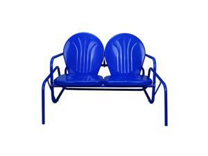 41" Electric Blue Retro Metal Tulip Outdoor Double Glider 41" Electric Blue Retro Metal Tulip Outdoor Double Glider