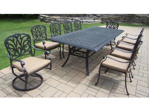 11-Piece Jet Black Aluminum Stackable and Swivel Chair Patio Dining Set w/Cream Cushions 11-Piece Jet Black Aluminum Stackable and Swivel Chair Patio Dining Set w/Cream Cushions