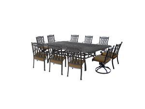 11-Piece Black Outdoor Morocco Patio Dining Set w/ Tan Sunbrella Cushions 11-Piece Black Outdoor Morocco Patio Dining Set w/ Tan Sunbrella Cushions