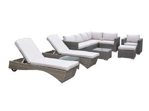 11-Piece Brown Borneo All-Weather Resin Wicker Modular Sectional Set w/ Gray Cushions 11-Piece Brown Borneo All-Weather Resin Wicker Modular Sectional Set w/ Gray Cushions