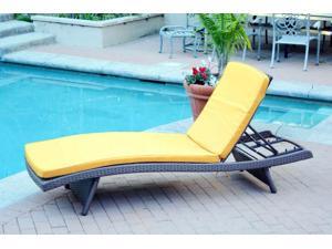 4 Adjustable Espresso Resin Wicker Outdoor Patio Chaise Lounge Chairs - Yellow Cushions 4 Adjustable Espresso Resin Wicker Outdoor Patio Chaise Lounge Chairs - Yellow Cushions