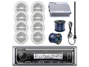 Kenwood KMRM315BT Marine Boat Radio Stereo Receiver Bundle Combo With 8x Magnadyne WR45W 5" White Waterproof Speakers + 400-Watt Car/Marine Amplifier + Enrock Radio Antenna + 50Ft 16g Speaker Wire Kenwood KMRM315BT Marine Boat Radio Stereo Receiver Bundle Combo With 8x Magnadyne WR45W 5" White Waterproof Speakers + 400-Watt Car/Marine Amplifier + Enrock Radio Antenna + 50Ft 16g Speaker Wire