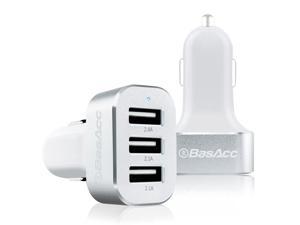 BasAcc 6.6A/33W Premium Aluminum 3-Port USB Rapid Portable Travel Car Charger w/ Smart Sense IC for Smartphone & Tablet - White/Silver BasAcc 6.6A/33W Premium Aluminum 3-Port USB Rapid Portable Travel Car Charger w/ Smart Sense IC for Smartphone & Tablet - White/Silver