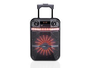 Pyle PWMA337BT Portable Bluetooth Karaoke Speaker System - Digital PA Loudspeaker with Downloadable App, Flashing DJ Lights, Rechargeable Battery, Wired Microphone, FM Radio Pyle PWMA337BT Portable Bluetooth Karaoke Speaker System - Digital PA Loudspeaker with Downloadable App, Flashing DJ Lights, Rechargeable Battery, Wired Microphone, FM Radio
