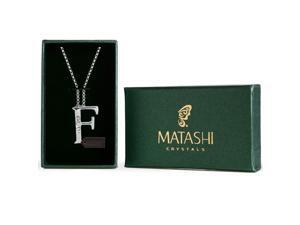 Rhodium Plated Necklace with Personalized Letter "F" Initial Design with a 16" Extendable Chain and High Quality Clear Crystals by Matashi Rhodium Plated Necklace with Personalized Letter "F" Initial Design with a 16" Extendable Chain and High Quality Clear Crystals by Matashi
