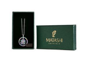 Matashi Rhodium Plated Necklace with Round 'Lucky Four Leaf Clover' Design Pendant with a 16" Extendable Chain and High Quality Multicolor Crystals Matashi Rhodium Plated Necklace with Round 'Lucky Four Leaf Clover' Design Pendant with a 16" Extendable Chain and High Quality Multicolor Crystals