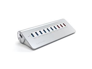 Satechi 10 Port USB 3.0 Premium Aluminum Hub with 7 Data Ports and 3 Charging Ports (White Trim) Satechi 10 Port USB 3.0 Premium Aluminum Hub with 7 Data Ports and 3 Charging Ports (White Trim)