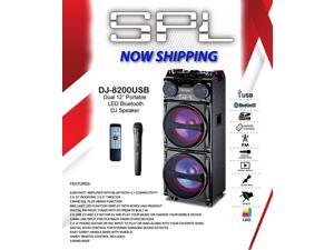DJ-8200USB Dual 12" Portable LED Bluetooth DJ Speaker DJ-8200USB Dual 12" Portable LED Bluetooth DJ Speaker