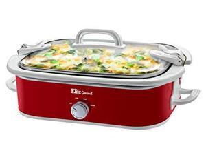 Elite MST-5240 Red 3.5 Qt. Casserole Slow Cooker, Locking Lid, Adjustable Temp, Keep Warm, Dishwasher-Safe Glass Dish, 3.5Qt Capacity, Red Elite MST-5240 Red 3.5 Qt. Casserole Slow Cooker, Locking Lid, Adjustable Temp, Keep Warm, Dishwasher-Safe Glass Dish, 3.5Qt Capacity, Red