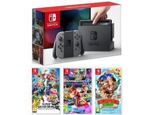 Nintendo Switch Gray, Super Smash Bros, Mario Kart 8, and Donkey Kong Bundle Import Region Free Nintendo Switch Gray, Super Smash Bros, Mario Kart 8, and Donkey Kong Bundle Import Region Free