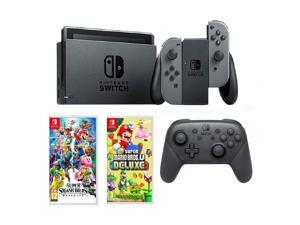 Nintendo Switch Gray, Switch Pro Controller, Smash Bros & Mario Deluxe U Bundle Nintendo Switch Gray, Switch Pro Controller, Smash Bros & Mario Deluxe U Bundle