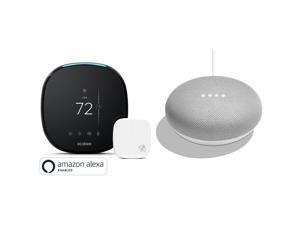 Ecobee4 Wi-Fi Thermostat, Room Sensor w/ Amazon Alexa & Google Home Mini Chalk Ecobee4 Wi-Fi Thermostat, Room Sensor w/ Amazon Alexa & Google Home Mini Chalk