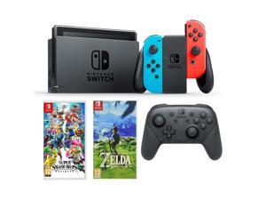 Nintendo Switch Neon, Switch Pro Controller, Super Smash Bros, Legend of Zelda Game Bundle Nintendo Switch Neon, Switch Pro Controller, Super Smash Bros, Legend of Zelda Game Bundle