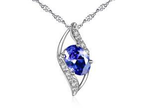 Mabella 0.78 Cttw Oval Cut 7mm*5mm Created Blue Sapphire Pendant Sterling Silver with 18" Chain Mabella 0.78 Cttw Oval Cut 7mm*5mm Created Blue Sapphire Pendant Sterling Silver with 18" Chain
