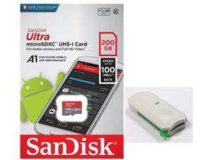 SanDisk Ultra 200GB microSDXC 100MB/s A1 Class10 C10 U1 UHS-I 667X 200G microSD micro SD SDXC Memory Card SDSQUAR-200G with OEM USB 3.0 reader SanDisk Ultra 200GB microSDXC 100MB/s A1 Class10 C10 U1 UHS-I 667X 200G microSD micro SD SDXC Memory Card SDSQUAR-200G with OEM USB 3.0 reader