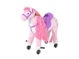 Qaba Kids Plush Ride On Toy Walking Horse with Wheels and Realistic Sounds for Toddler Boys and Girls, 30"H, Pink Qaba Kids Plush Ride On Toy Walking Horse with Wheels and Realistic Sounds for Toddler Boys and Girls, 30"H, Pink