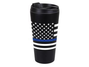 Rothco Thin Blue Line Flag Travel Mug, Police/Law Enforcement Support, Black Rothco Thin Blue Line Flag Travel Mug, Police/Law Enforcement Support, Black
