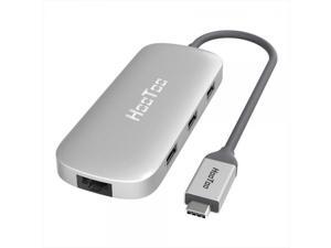 HooToo USB C Hub With Ethernet, HDMI, 100W Power Delivery, 3 USB ports USB C Network Adapter for MacBook Pro & Type C Windows Laptops - Silver HooToo USB C Hub With Ethernet, HDMI, 100W Power Delivery, 3 USB ports USB C Network Adapter for MacBook Pro & Type C Windows Laptops - Silver