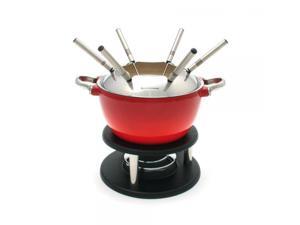 Swissmar Noirmont Enameled Cast-Iron 10-Piece Meat Fondue Set, Red Swissmar Noirmont Enameled Cast-Iron 10-Piece Meat Fondue Set, Red