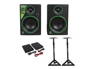 2 mackie cr3 3" creative reference multimedia monitors speakers+monitor stands 2 mackie cr3 3" creative reference multimedia monitors speakers+monitor stands