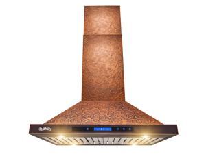 AKDY RH0401 Island Mount Range Hood –30” Embossed Copper Hood Fan for Kitchen – 4-Speed Professional Quiet Motor – Premium Touch Control Panel – Elegant Vine Design – Baffle Filter & LED Lamp AKDY RH0401 Island Mount Range Hood –30” Embossed Copper Hood Fan for Kitchen – 4-Speed Professional Quiet Motor – Premium Touch Control Panel – Elegant Vine Design – Baffle Filter & LED Lamp