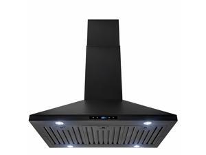 AKDY 36" Island Mount Black Painted Stainless Steel Range Hood with Touch Panel AKDY 36" Island Mount Black Painted Stainless Steel Range Hood with Touch Panel