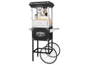 Great Northern Black Antique Style Lincoln Popcorn Popper Machine w/Cart 8 Oz Great Northern Black Antique Style Lincoln Popcorn Popper Machine w/Cart 8 Oz