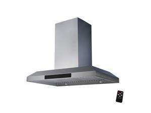 Awoco 36” Island Mount 43”H Stainless Steel Range Hood 4 Speeds, 6” Round Top Vent 900CFM 4 LED Lights & Remote Control Awoco 36” Island Mount 43”H Stainless Steel Range Hood 4 Speeds, 6” Round Top Vent 900CFM 4 LED Lights & Remote Control