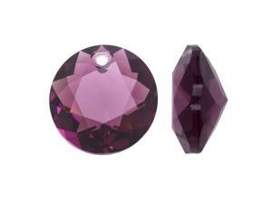 Swarovski Crystal, #6430 Round Classic Cut Pendants 14mm, 2 Pieces, Amethyst Swarovski Crystal, #6430 Round Classic Cut Pendants 14mm, 2 Pieces, Amethyst