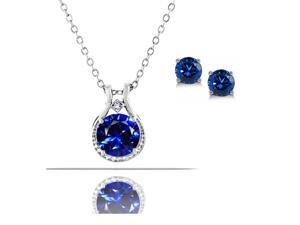 Voss+Agin Diamond & Created Blue Sapphire Pendant & Earring Set - Sterling Silver, 18" Chain Voss+Agin Diamond & Created Blue Sapphire Pendant & Earring Set - Sterling Silver, 18" Chain