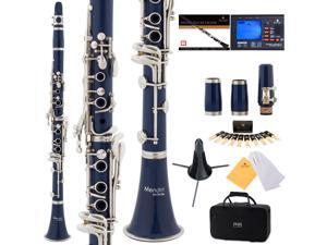Mendini by Cecilio MCT-2BL Blue ABS Bb Clarinet w/ 2 Barrels, 1 Year Warranty, Stand, Tuner, 10 Reeds, Pocketbook, Mouthpiece, Case, B Flat Mendini by Cecilio MCT-2BL Blue ABS Bb Clarinet w/ 2 Barrels, 1 Year Warranty, Stand, Tuner, 10 Reeds, Pocketbook, Mouthpiece, Case, B Flat