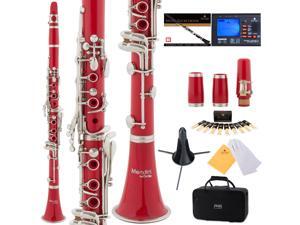 Mendini by Cecilio MCT-2R Red ABS Bb Clarinet w/ 2 Barrels, 1 Year Warranty, Stand, Tuner, 10 Reeds, Pocketbook, Mouthpiece, Case, B Flat Mendini by Cecilio MCT-2R Red ABS Bb Clarinet w/ 2 Barrels, 1 Year Warranty, Stand, Tuner, 10 Reeds, Pocketbook, Mouthpiece, Case, B Flat
