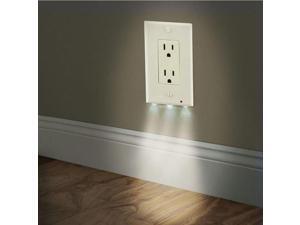 B4M Cover Outlet Coverplate with LED Night Lights Hallway Bathroom Light, White B4M Cover Outlet Coverplate with LED Night Lights Hallway Bathroom Light, White