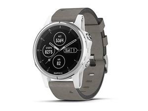 Garmin 010-01987-04 fenix 5S Plus - Compact Multisport Watch with Music, maps, and Pay - Sapphire, White with Gray Suede Band Garmin 010-01987-04 fenix 5S Plus - Compact Multisport Watch with Music, maps, and Pay - Sapphire, White with Gray Suede Band