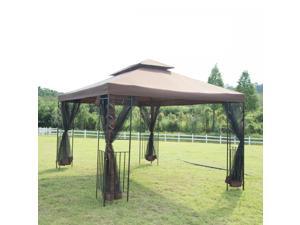 12'X 10' Outdoor Gazebo Steel frame Vented Gazebo w/ Netting Brown N34 12'X 10' Outdoor Gazebo Steel frame Vented Gazebo w/ Netting Brown N34