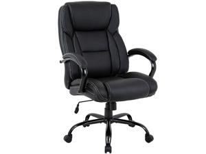 High-Back Big and Tall Office Chair 500lb Executive Chair Ergonomic PU Desk Task Chair Rolling Swivel Chair Adjustable Computer Chair with Lumbar Support Headrest Leather Chair for Women, Men (Black) High-Back Big and Tall Office Chair 500lb Executive Chair Ergonomic PU Desk Task Chair Rolling Swivel Chair Adjustable Computer Chair with Lumbar Support Headrest Leather Chair for Women, Men (Black)