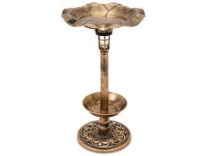 Best Choice Products Solar Lighted Pedestal Bird Bath Fountain w/ Planter, Integrated Panel - Bronze Best Choice Products Solar Lighted Pedestal Bird Bath Fountain w/ Planter, Integrated Panel - Bronze