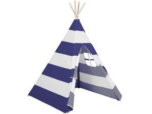 Best Choice Products 6ft Kids Stripe Canvas Teepee Playhouse Sleeping Dome Play Tent w/ Carrying Bag - White/Blue Best Choice Products 6ft Kids Stripe Canvas Teepee Playhouse Sleeping Dome Play Tent w/ Carrying Bag - White/Blue